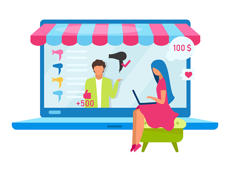 Online shopping flat vector illustration