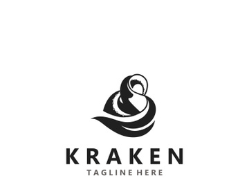 Kraken Octopus logo vintage ocean animal illustration template preview picture