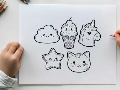 Cute food and animal icons vector illustration flat design