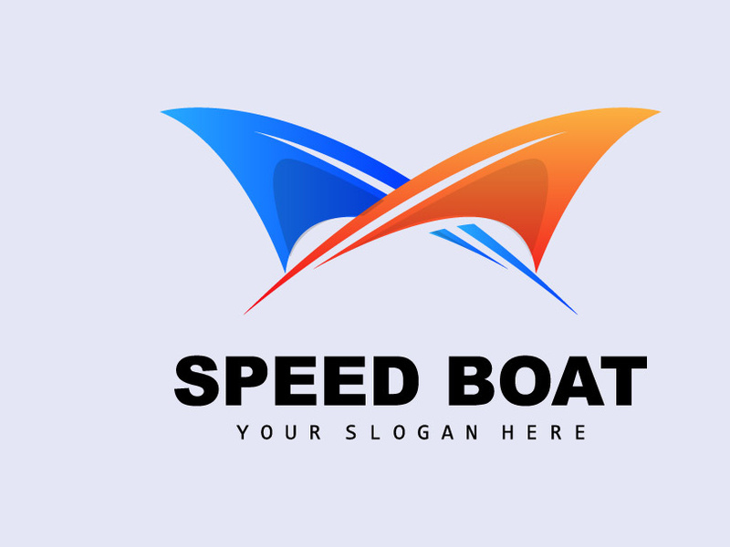 Speed Boat Logo, Fast Cargo Ship Vector, Sailboat, Design For Ship Manufacturing Company, Waterway Shipping, Marine Vehicles