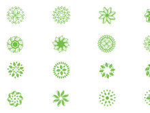 Leaf green flower Circle ornament design Logo