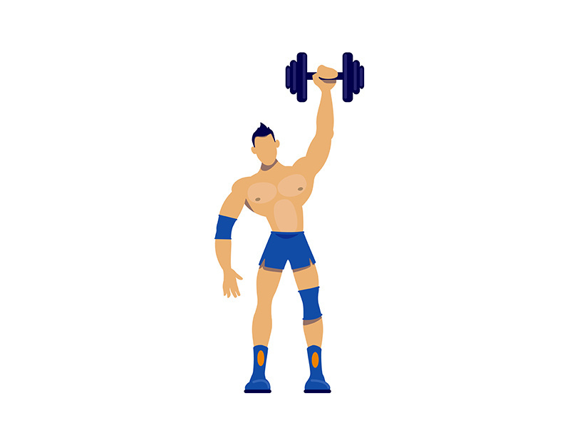 Athlete with sport equipment flat color vector faceless character