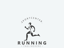 Running sport athlete logo design concept illustration template
