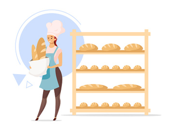 Female baker flat color vector illustration preview picture