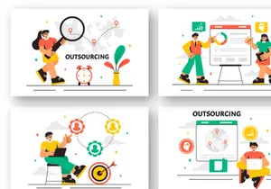11 Global Outsourcing Business Illustration