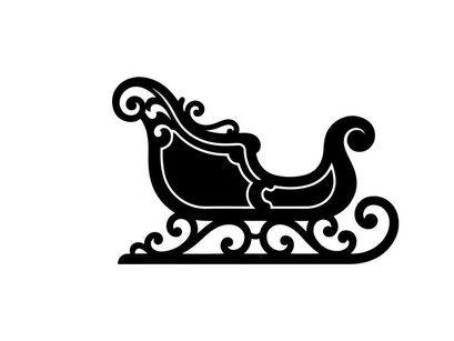 Schwarze Silhouette eines dekorativen Weihnachts-Schlittens isoliert auf weißem Hintergrund