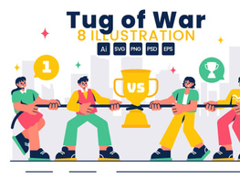 8 Business Competition Tug of War Illustration preview picture