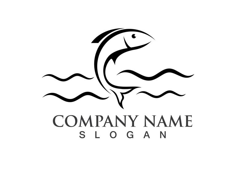 Fish jump logo animal vector