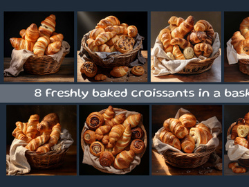 Freshly baked croissants in a basket preview picture