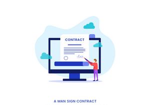A man sign contract vector illustration