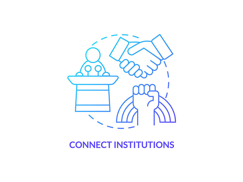 Connect institutions blue gradient concept icon