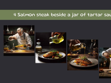 Salmon steak beside a jar of tartar sauce preview picture