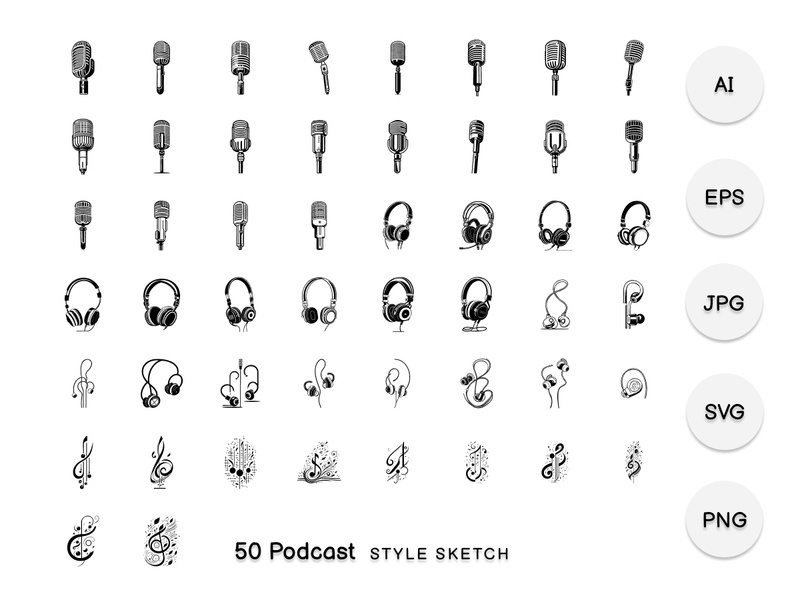 Podcast Element Draw Black