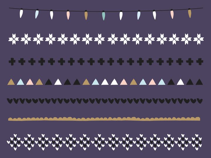 Christmas and holiday decoration flags, light, stars, paper