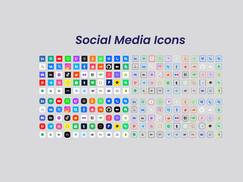 Popular social media logo icons