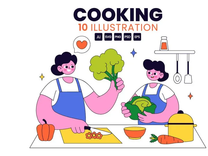 10 Cooking Vector Illustration
