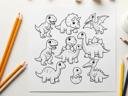 Cute cartoon dinosaurs family set vector illustration