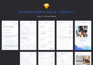 Smart Home Mobile App - 3 Styles in 1 file.