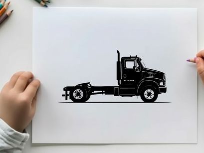 Silhouette of a semi truck without trailer