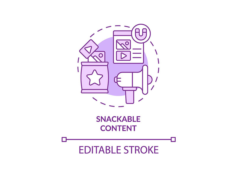 Snackable content purple concept icon