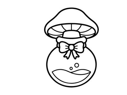 Mushroom potion bottle icon. Cute magic elixir flask with bow for Halloween design.