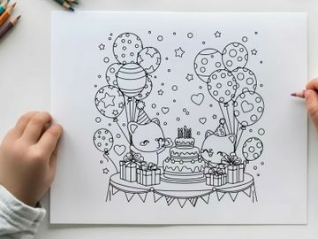 Birthday celebration with cake balloons gifts vector illustration preview picture