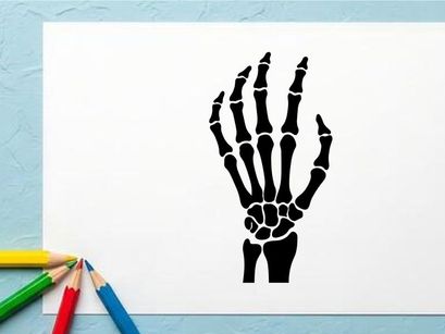 Black Skeleton Hand Illustration for Medical or Halloween Themes