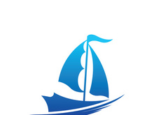 Sailboat boat on sea ocean wave with logo design simple ship