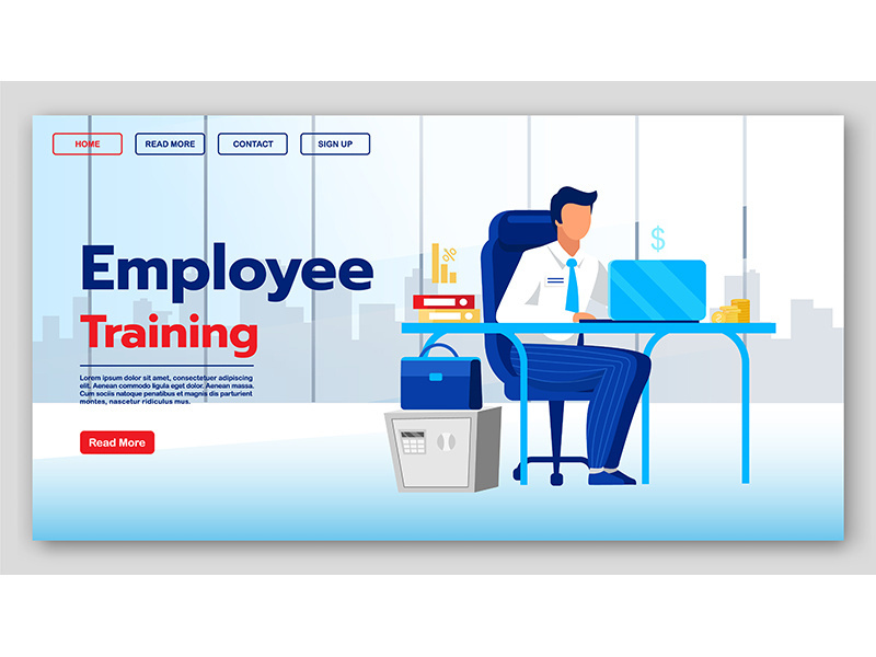 Employee training landing page vector template