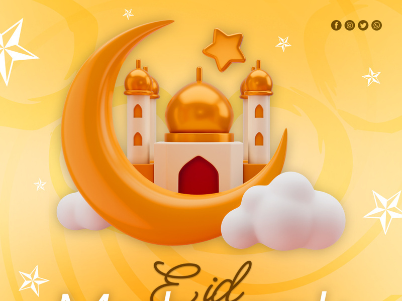 3D Eid Mubarak Social Media Post Template