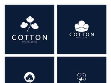 Soft natural organic cotton flower plant logo for cotton plantations, industries,business,textile,clothing and beauty,vector preview picture