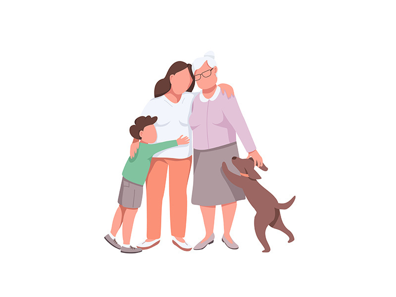 Happy family flat color vector faceless characters