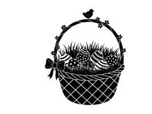 Patriotic easter basket silhouette with american flags and floral accents