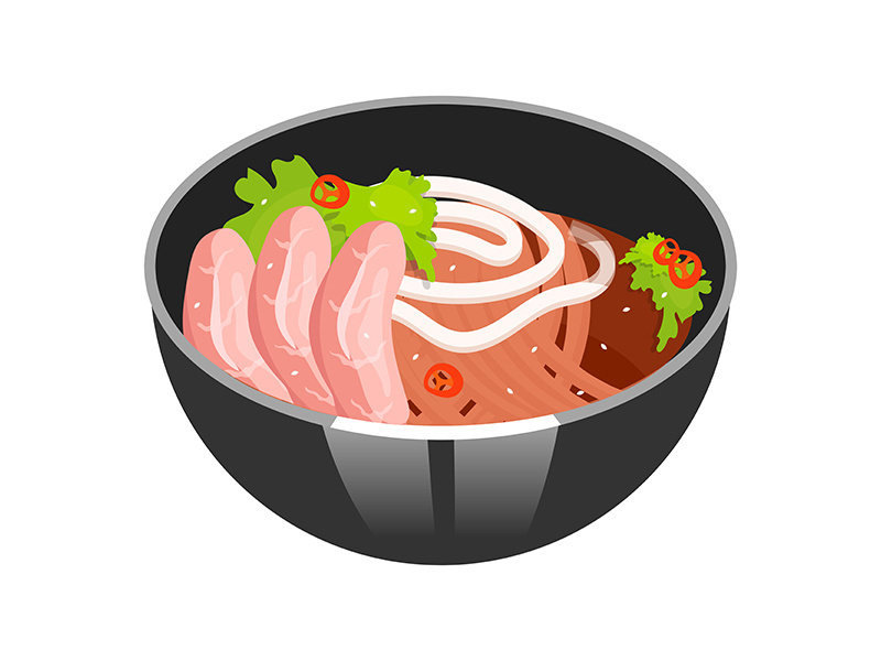 Noodle soup with sliced pork color icon