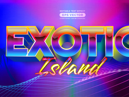 Exotic island editable text effect retro style with vibrant theme concept for trendy flyer, poster and banner template promotion preview picture
