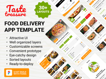 Taste Treasure Food Delivery App UI Kit preview picture