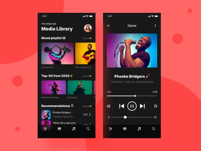 Album song mobile app UI kit.