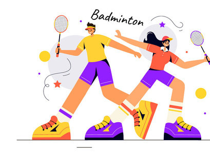 10 Badminton Player Illustration