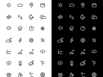 Weather linear icons set for dark and light mode preview picture