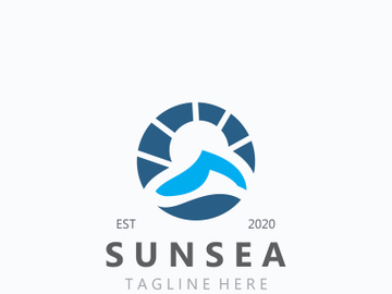 Sun sea Logo design creative premium sun beach logo icon vector template preview picture