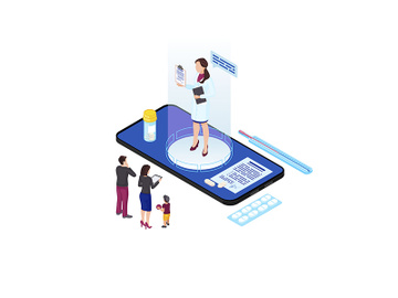 Family doctor hologram isometric illustration preview picture