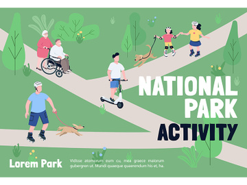 National park activities banner flat vector template preview picture