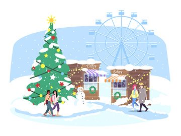 Christmas funfair flat vector illustration preview picture