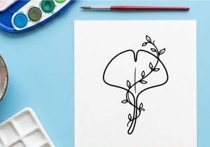Minimalist line art of a delicate plant. Elegant botanical illustration for design projects.