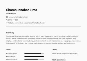 Personal UI/UX CV Writing Templets