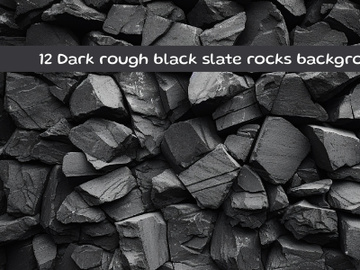 Dark rough black slate rocks background preview picture