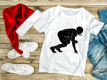 A black silhouette of a male athlete in a sprinting position ready to run fast preview picture