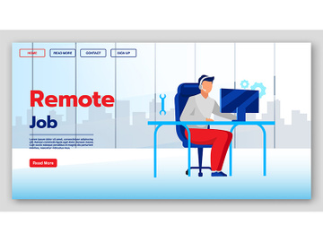 Remote job landing page vector template preview picture