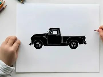 Vintage pickup truck silhouette preview picture