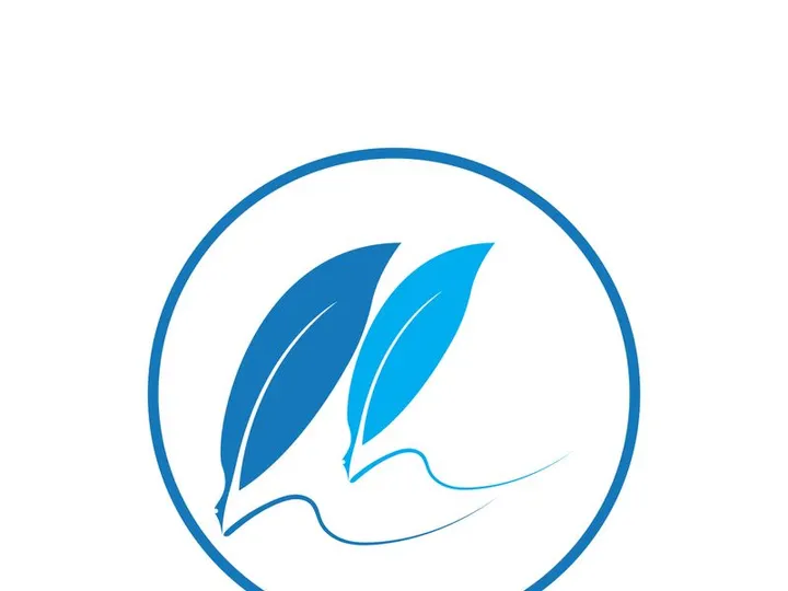 Feather quill design icon and logo illustration classic stationery